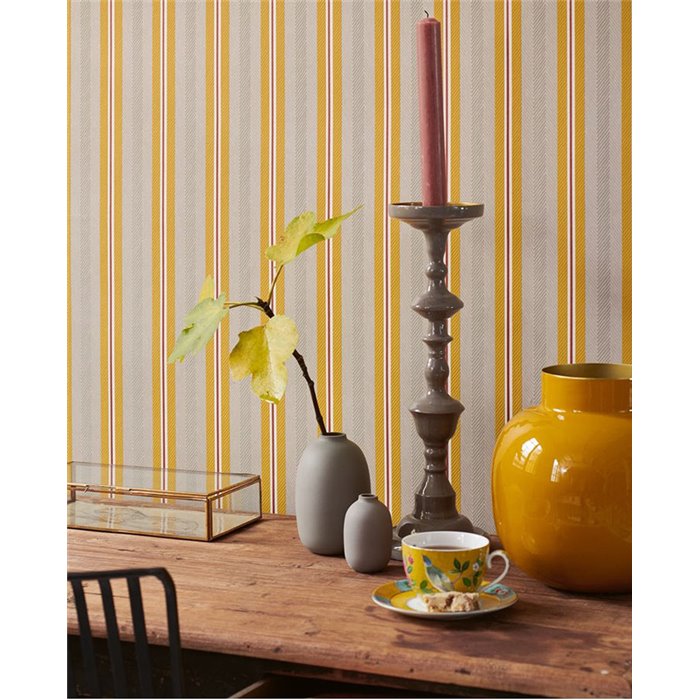 Papel pintado rayas beige amarillo ocre - Pip Studio Pip Studio 5 300133