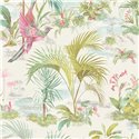Pip Studio|White wallpaper with exotic plants and birds|Tropical