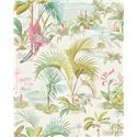 Pip Studio|White wallpaper with exotic plants and birds|Tropical