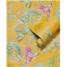 Pip Studio|Papel pintado amarillo con motivos florales románticos y aves exóticas|Romántico