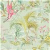 Pip Studio|Papel pintado verde pastel con pájaros y flores romántico|Tropical