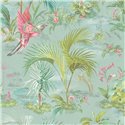 Pip Studio|Papier peint multicolore avec oiseaux, plantes et motifs floraux romantiques|Tropical