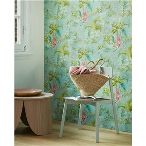 Pip Studio|Romantic pastel green wallpaper with birds and flowers|Tropical 2