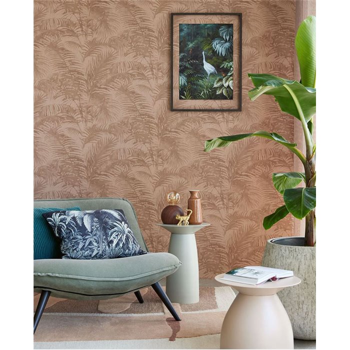 Eijffinger|Tropical wallpaper with striped palm leaves in brown|Wallpaper