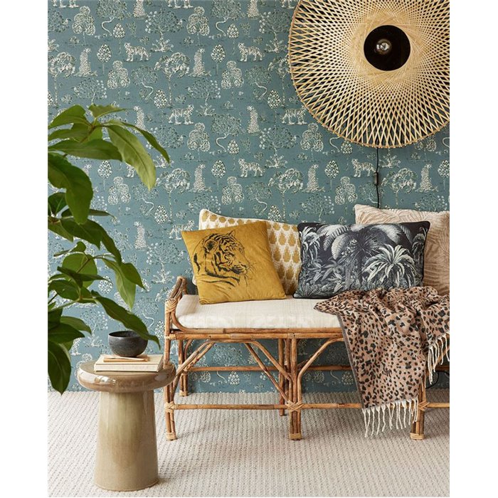 Papel pintado toile de jouy paisaje salvaje turquesa - Eijffinger Oasis 317315