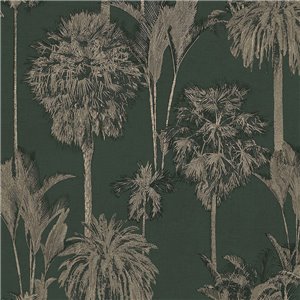 Casamance|Wallpaper tropical Caribbean flowers turquoise green|Tropical