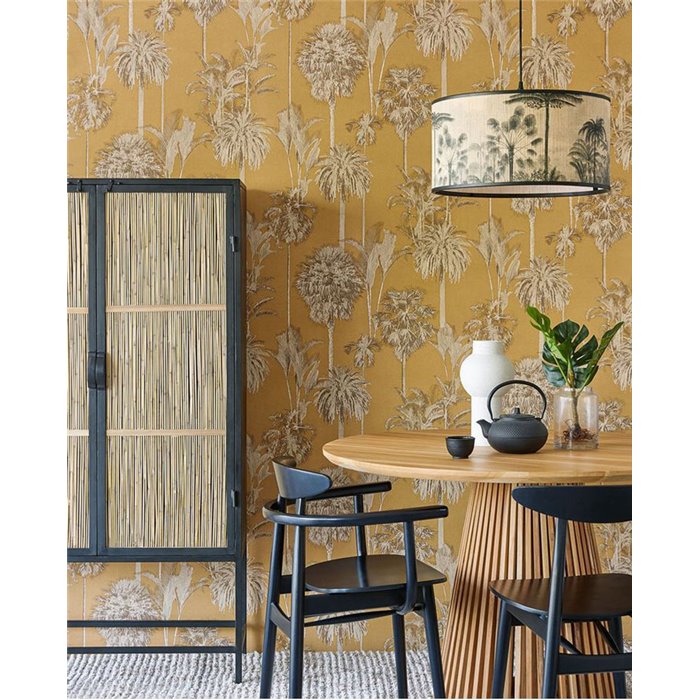Eijffinger|Large-scale wallpaper with palm trees in ochre yellow|Wallpaper