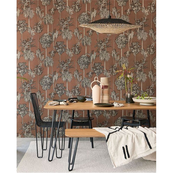 Eijffinger|Large-scale wallpaper with palm trees in brown|Wallpaper