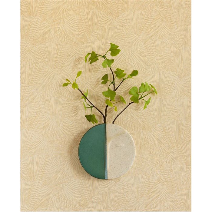 Papel pintado hojas ginkgo minimalista beige - Eijffinger Oasis 317330