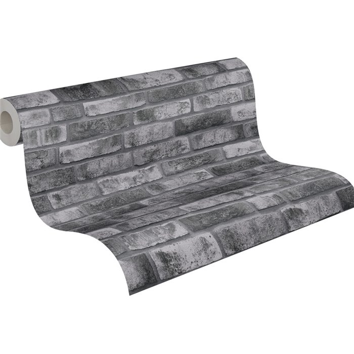 Papel pintado ladrillo gris y negro - As Creation Brick & Stones 388124
