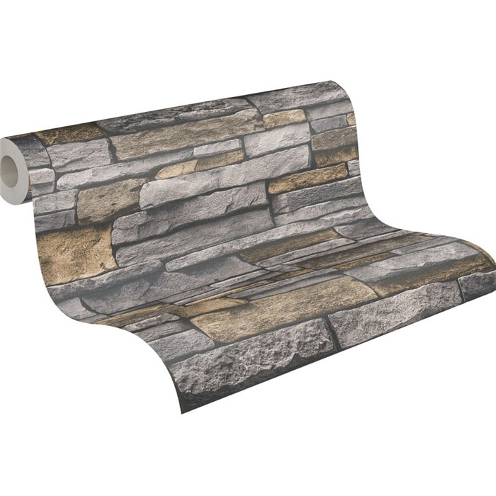 As Creation|Wallpaper wall with natural stone slats|Stone Imitation