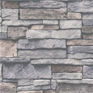 As Creation|Wallpaper natural stone wall in black slats|Stone Imitation