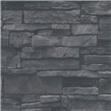As Creation|Wallpaper natural stone wall in black slats|Stone Imitation