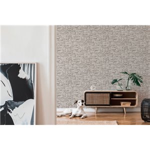 As Creation|Papier Peint pierre ardoise rustique gris et beige|Imitation Pierre 2