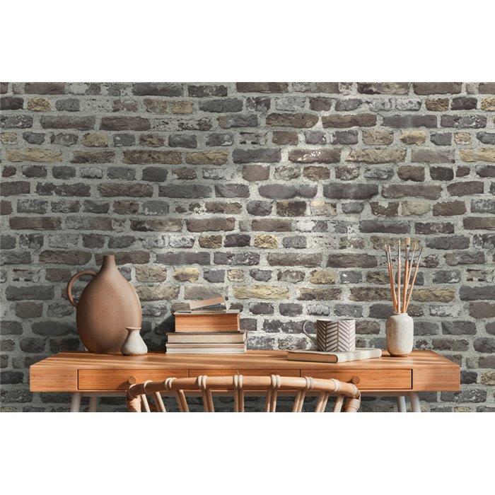 As Creation|Wallpaper gray stone brick|Brick Imitation