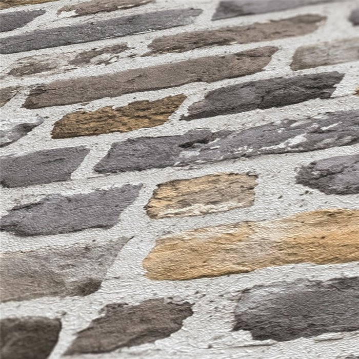 As Creation|Wallpaper gray stone brick|Brick Imitation