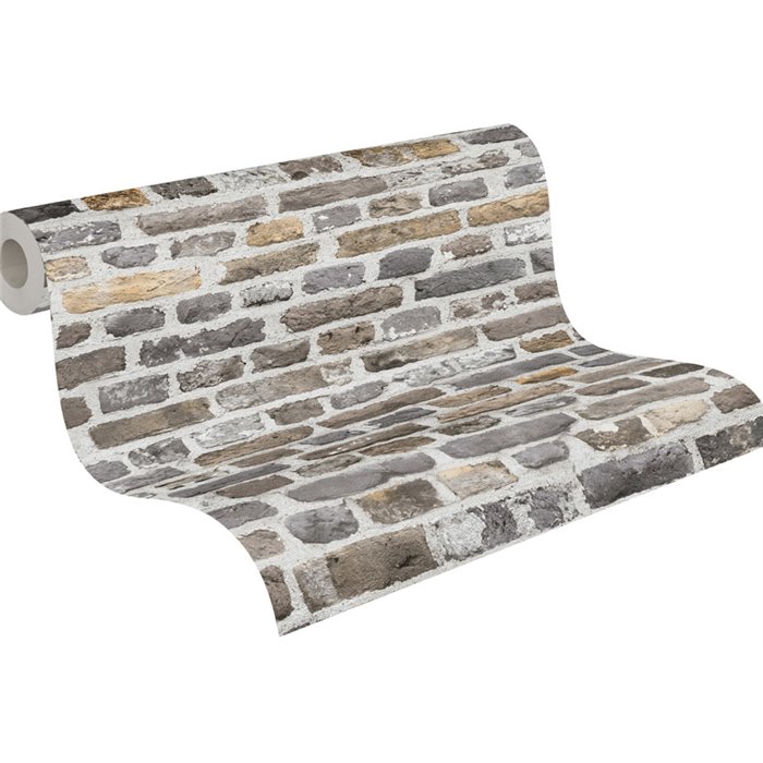 As Creation|Wallpaper gray stone brick|Brick Imitation