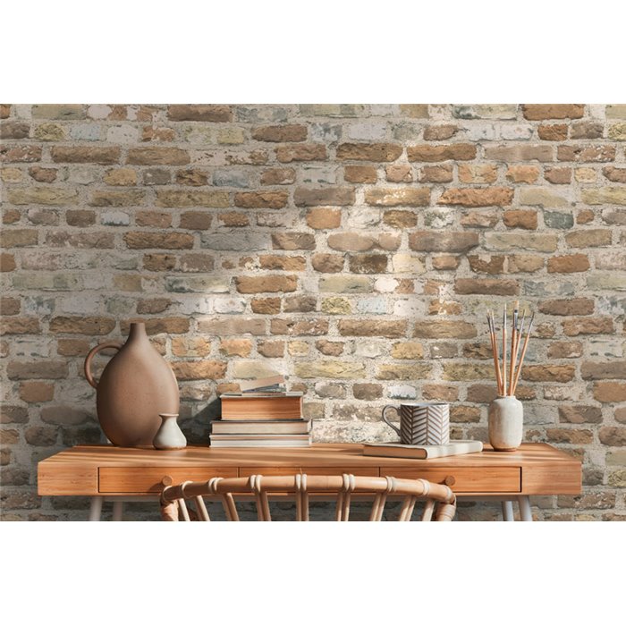 As Creation|Papier Peint brique marron en pierre|Imitation Brique