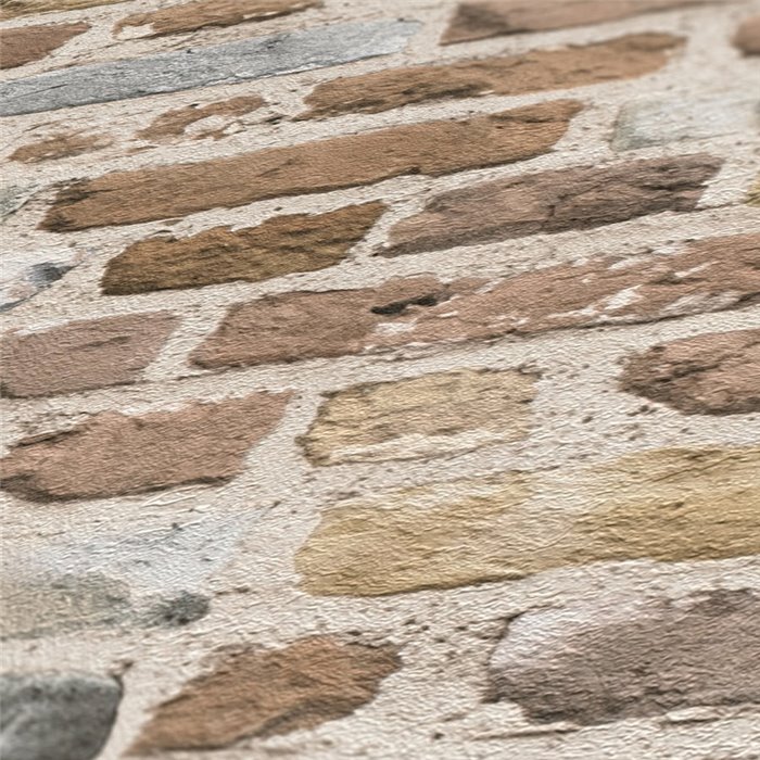 As Creation|Papier Peint brique marron en pierre|Imitation Brique