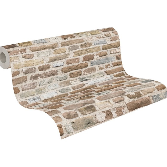 As Creation|Papier Peint brique marron en pierre|Imitation Brique