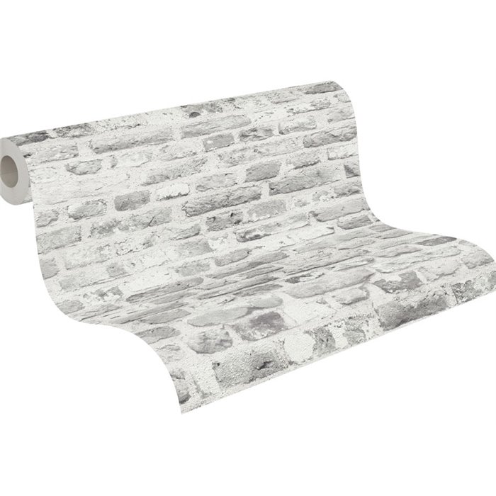 As Creation|Papel pintado ladrillo gris claro industrial|Imitacion Ladrillo
