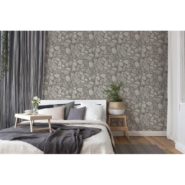 As Creation|Wallpaper contemporary wall natural gray stone|Stone Imitation