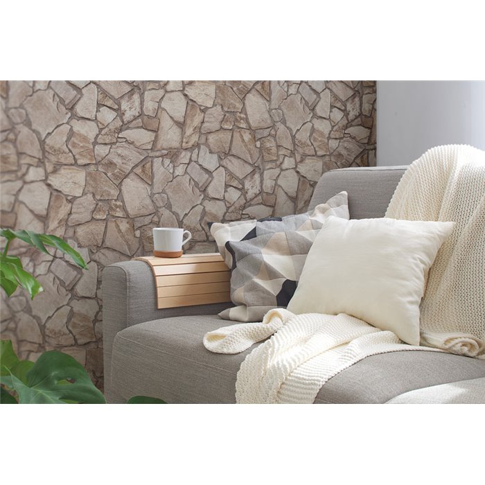 Papel Pintado rústico efecto muro piedras naturales - As Creation Brick & Stones 389343
