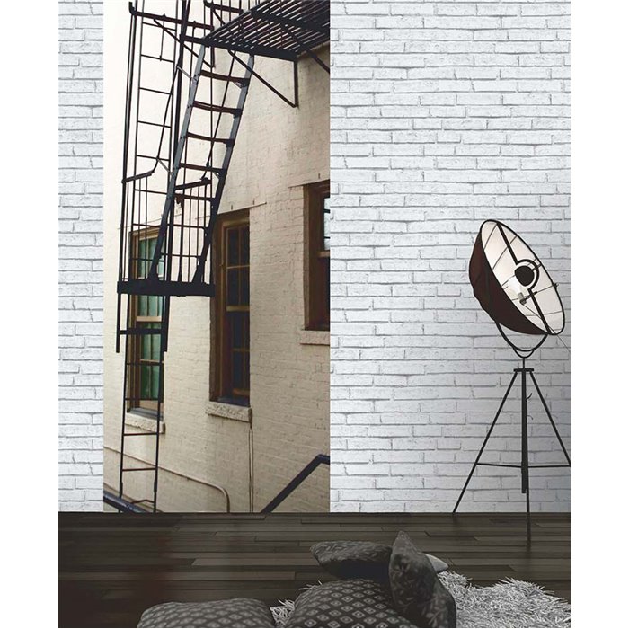 As Creation|Papel pintado ladrillo blanco pintado cal|Imitacion Ladrillo