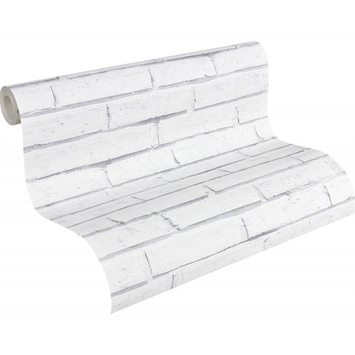 As Creation|Tapete weiße Ziegel gemalt Kalk|Ziegelimitat