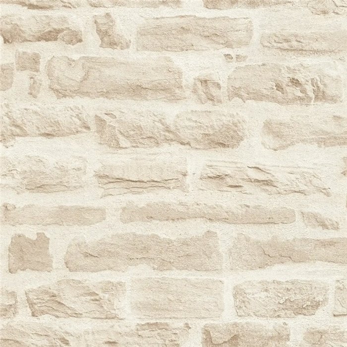 As Creation|Papel pintado imitación muro piedras, beige|Imitacion Ladrillo