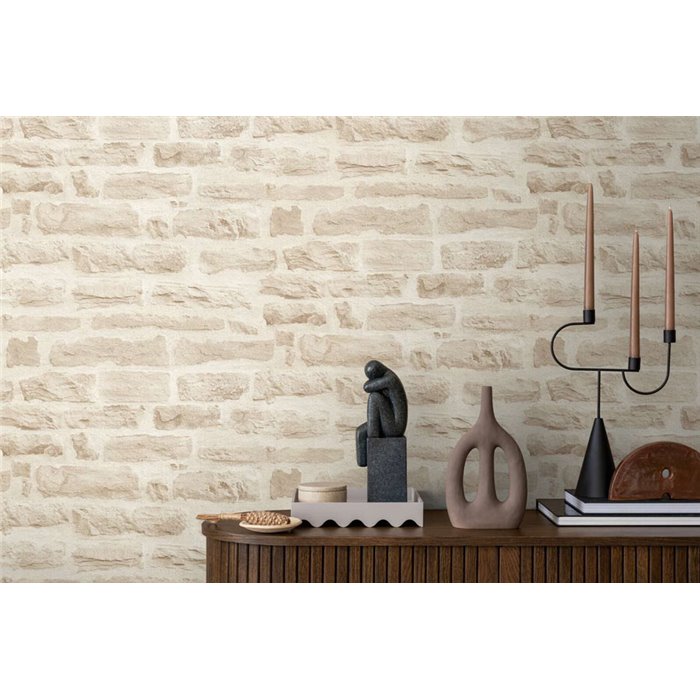As Creation|Papier peint imitation mur en pierres, beige|Imitation Brique