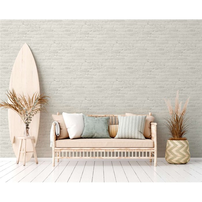 As Creation|Tapete cremeweißer Ziegel|Ziegelimitat