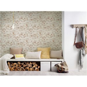 Papeldecor|Papier Peint brique blanche à la chaux|Imitation Brique 2