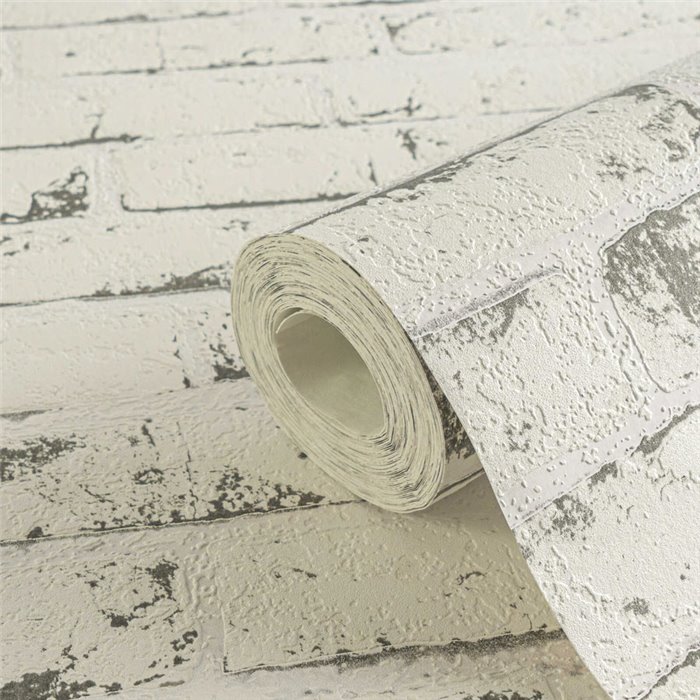As Creation|Papier Peint brique blanche et noire industrielle|Imitation Brique