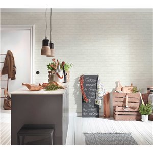 Papeldecor|Papier Peint brique blanche avec chaux|Imitation Brique 2