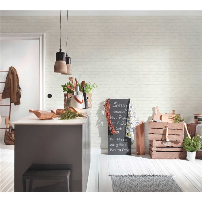Papel pintado ladrillo blanco - As Creation Wood´N Stones 907851