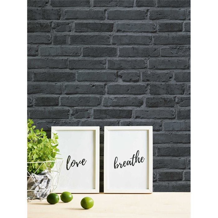 As Creation|Tapete schwarze Ziegel urban|Ziegelimitat