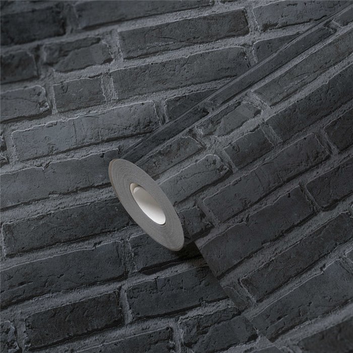 As Creation|Tapete schwarze Ziegel urban|Ziegelimitat