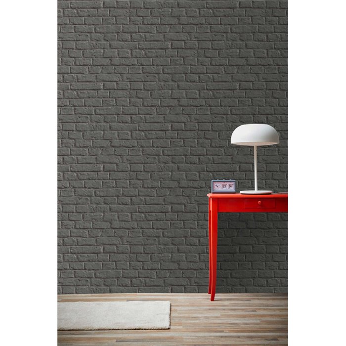 As Creation|Papier Peint brique gris foncé peint|Imitation Brique