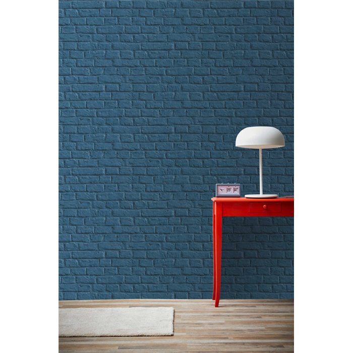 As Creation|Wallpaper blue painted brick|Brick Imitation