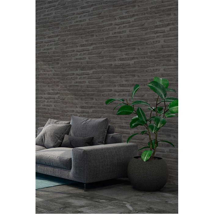 As Creation|Tapete schwarzer Ziegel|Ziegelimitat