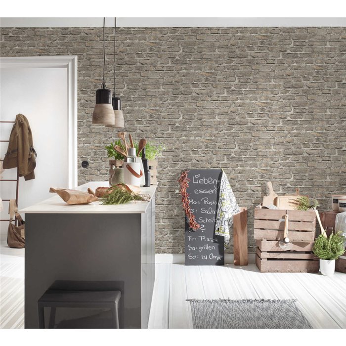 As Creation|Wallpaper industrial gray brick|Brick Imitation