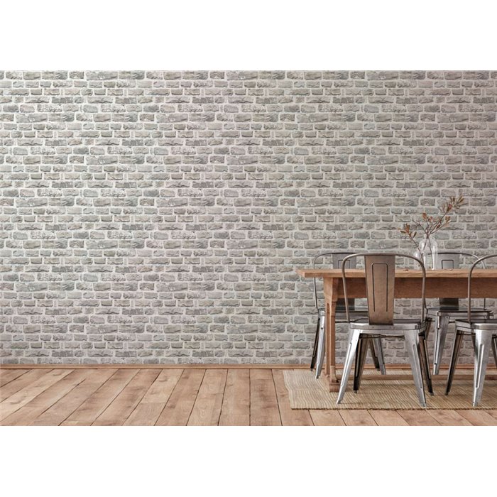 As Creation|Tapete grauer Kopfsteinpflasterziegel|Ziegelimitat