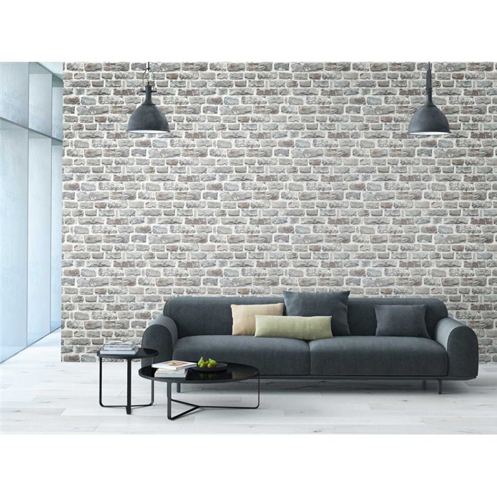 As Creation|Wallpaper light gray cobblestone brick|Brick Imitation
