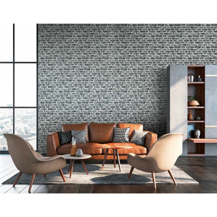 As Creation|Papel pintado ladrillo negro de adoquin|Imitacion Ladrillo