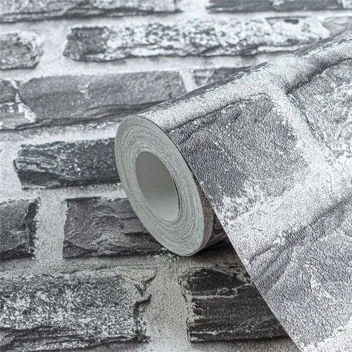 As Creation|Papel pintado ladrillo negro de adoquin|Imitacion Ladrillo