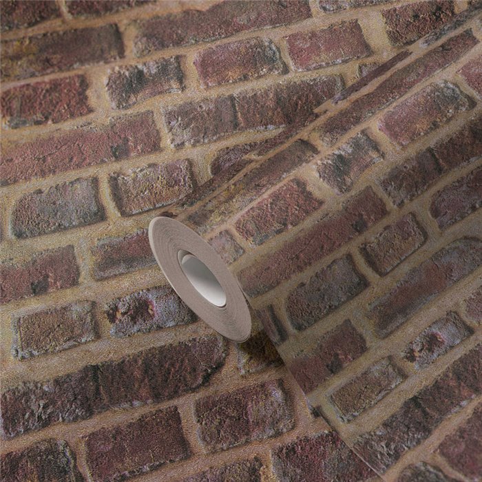 As Creation|Papel pintado ladrillo marrón chocolate|Imitacion Ladrillo