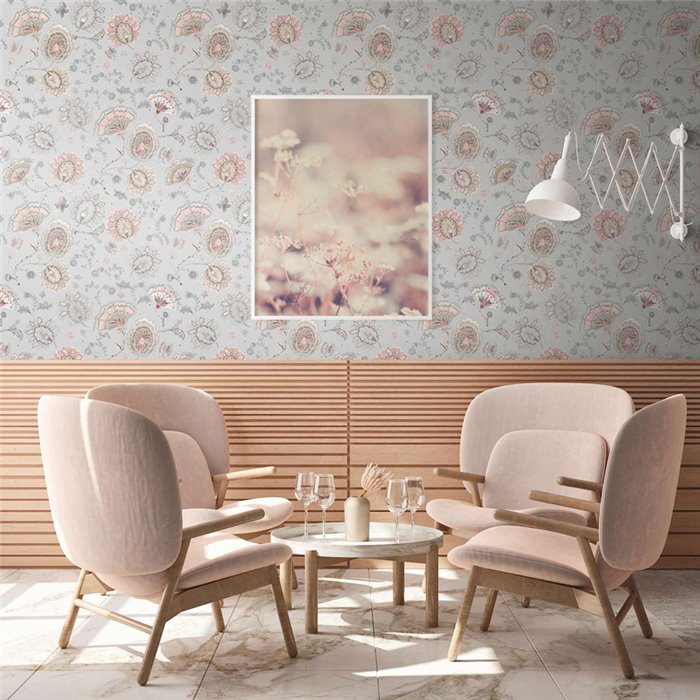 As Creation|Papier Peint floral nostalgique design vintage gris|Papier Peint