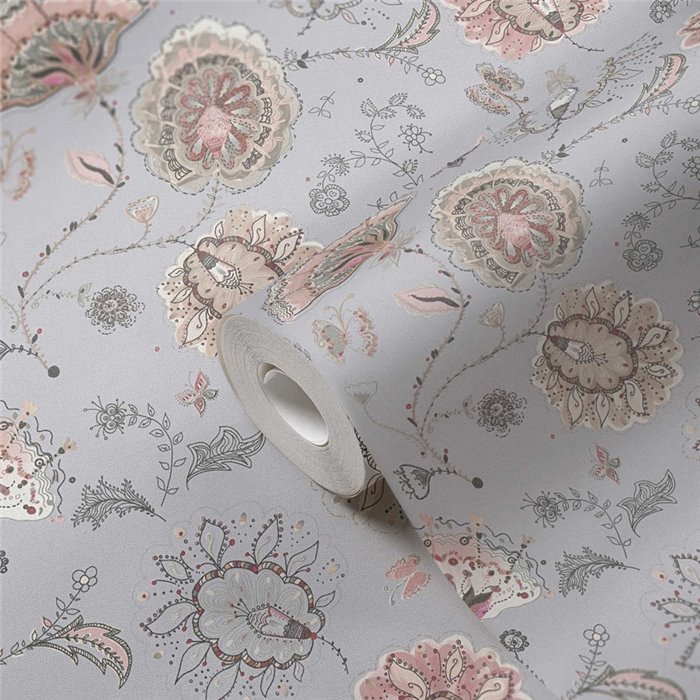 As Creation|Nostalgic floral wallpaper vintage design in gray|Wallpaper