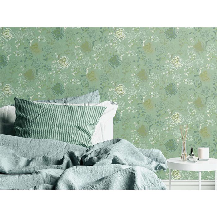 As Creation|Papier Peint à motif floral vert|Papier Peint